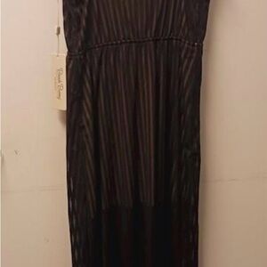 Beach Bunny Black and Tan Striped Top swim cover up